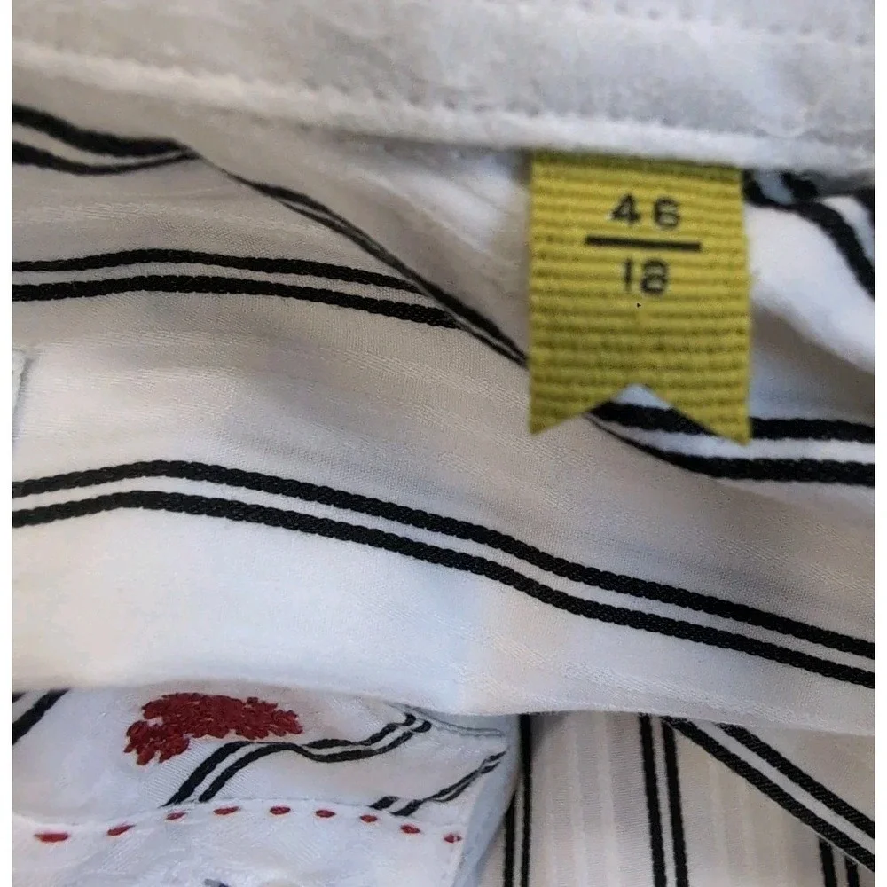 Robert Graham Flip Cuff Long Sleeve Shirt Mens 2XL 18 46 White Black Stripe